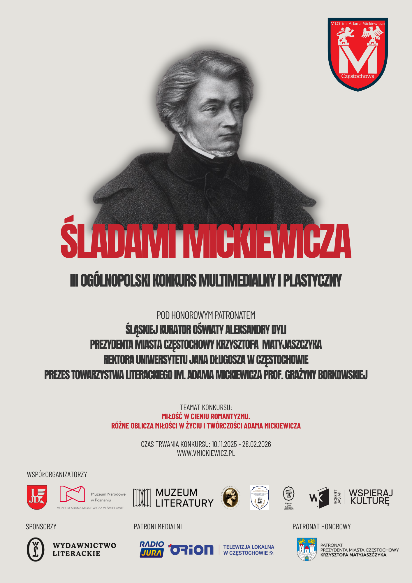 Plakat konkursu „Śladami Mickiewicza"
