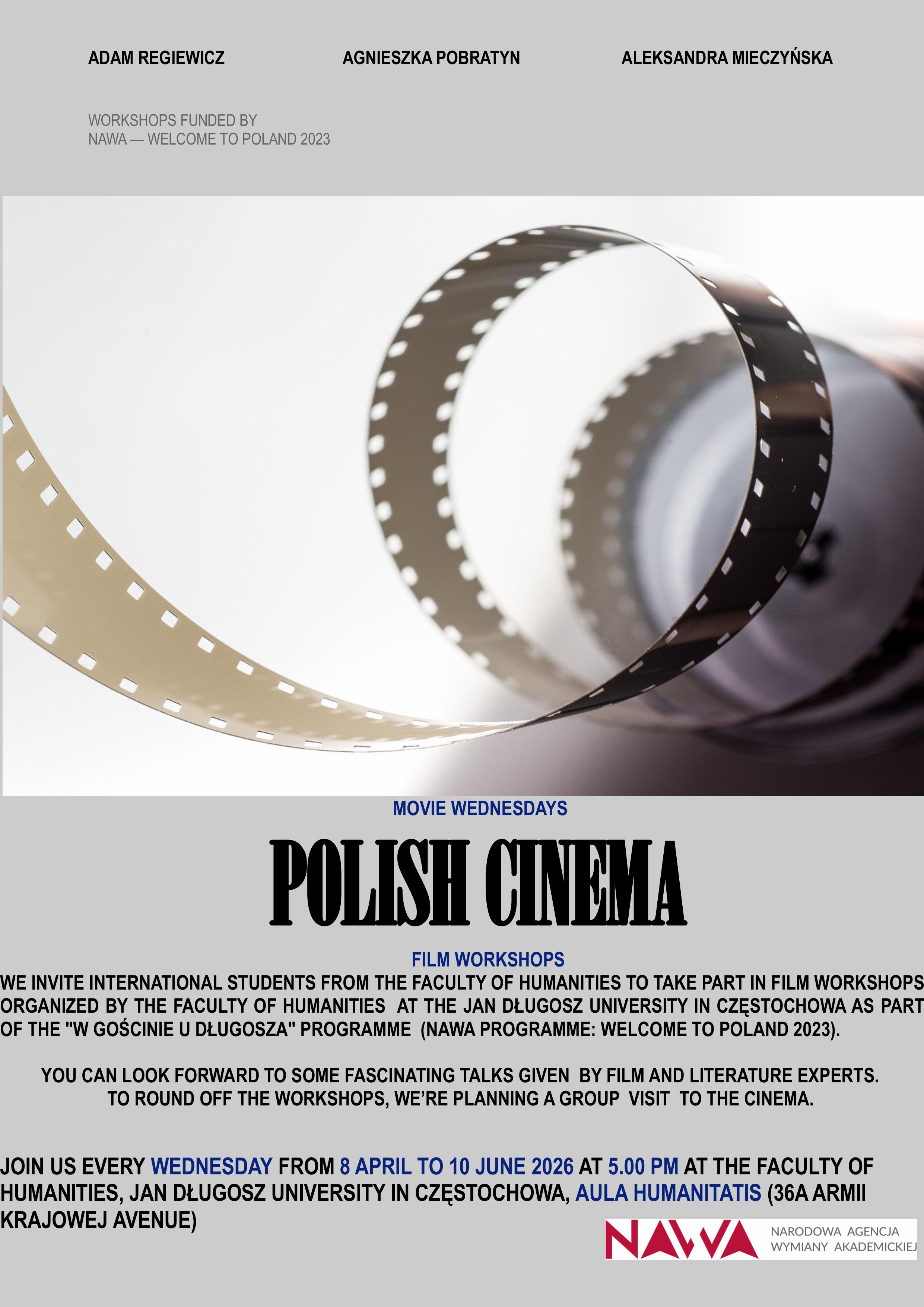 A poster with information about the film lectures